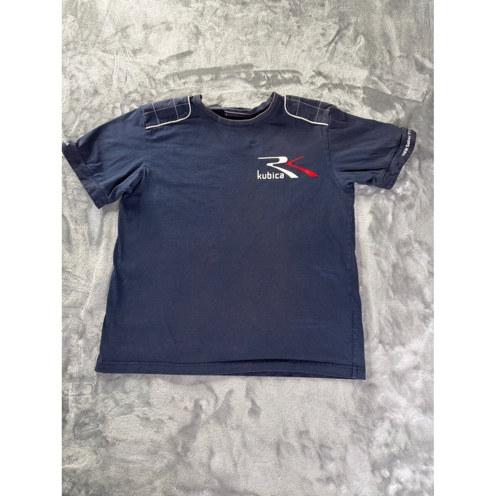 BMW Sauber F1 Team T-Shirt Robert Kubica #4 Mens L Navy Blue Short Sleeve